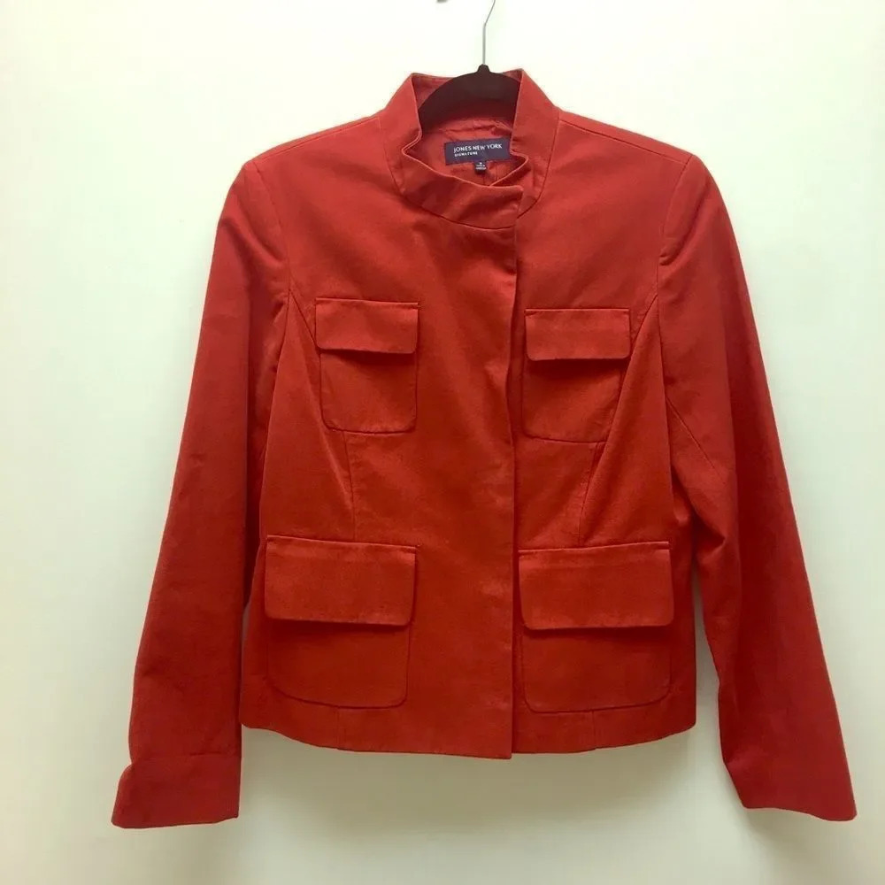 Jones New York Signature Orange Jacket Size 8